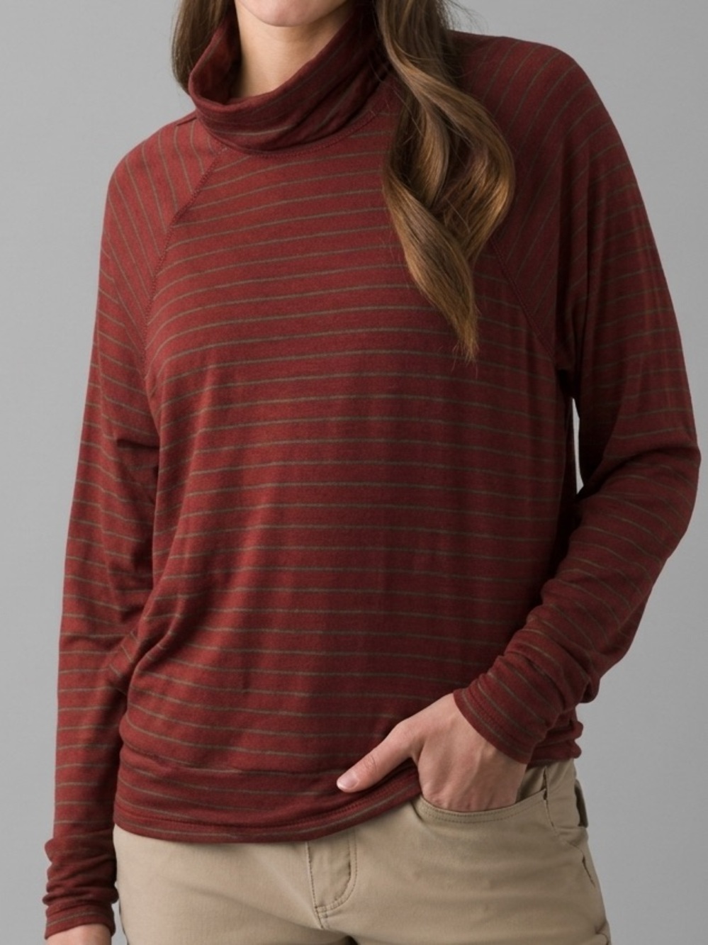 NWT PrAna Sol Protect Turtleneck Rhubarb Stripe Sz XL